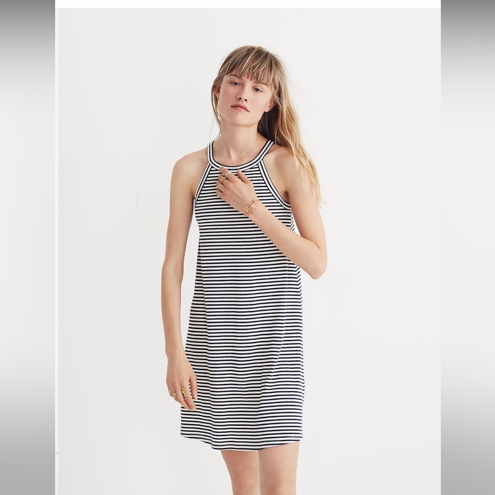 Madewell Black And White Striped Racerback Midi